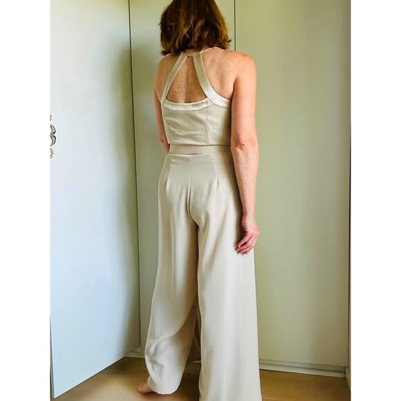 Vintage 90s Beige Nude Formal Jumpsuit Size 6 | Elegant Cocktail Evening - Picture 2 of 13